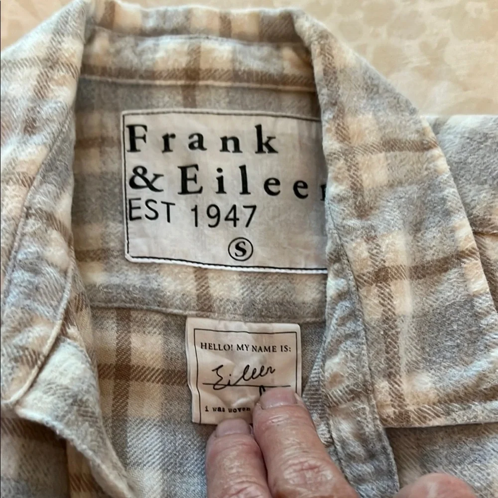Frank & Eileen Blue/Tan Flannel Button Down Shirt - Picture 2 of 5